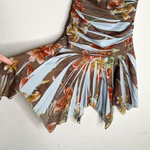 vintage Y2K soprano shark bite hem strapless ruched tube top flowy fairy dress - Picture 3 of 7